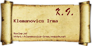 Klemanovics Irma névjegykártya